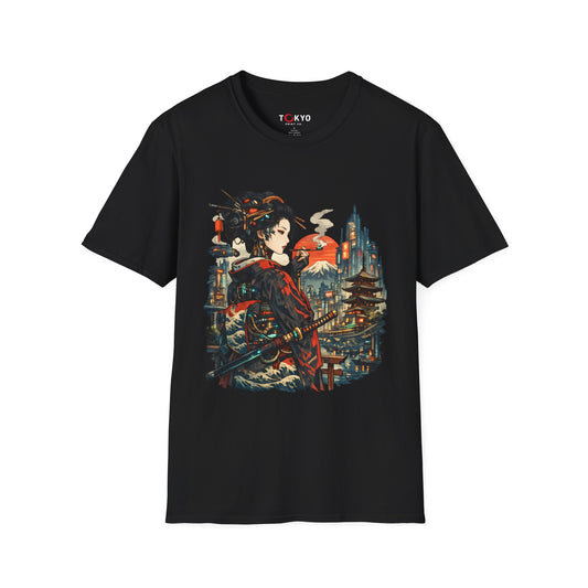 Geisha Cityscape T-Shirt — Japanese Neo-Traditional Art Tee