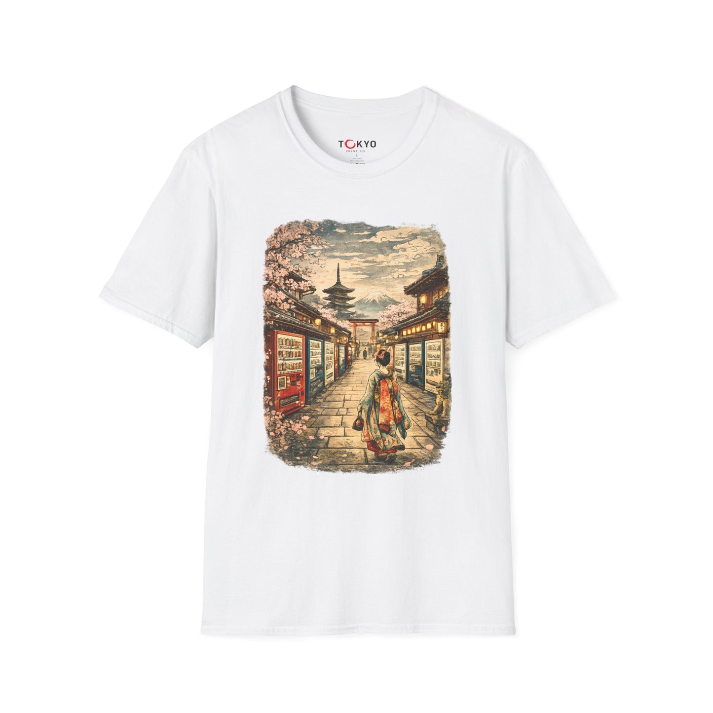 Japan Street Scene T-Shirt — Vintage Tokyo Pagoda Graphic Tee