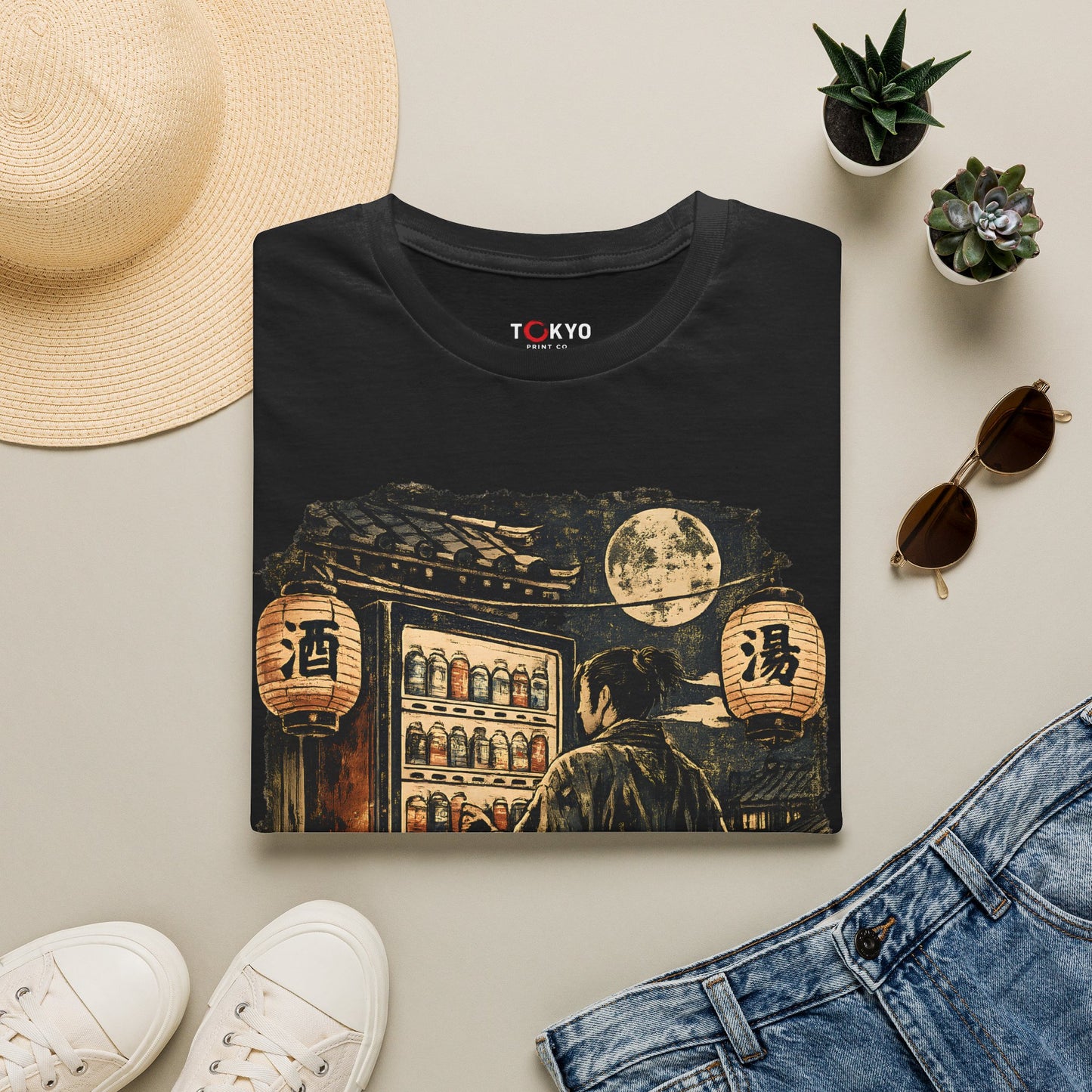 Japanese Night Vending Machine T-Shirt — Retro Moonlit Streetwear