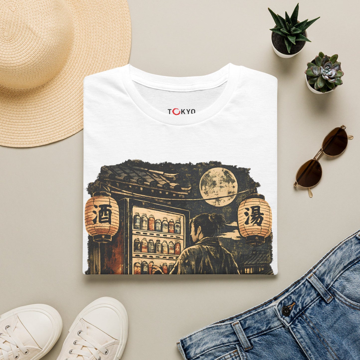 Japanese Night Vending Machine T-Shirt — Retro Moonlit Streetwear