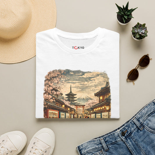 Japan Street Scene T-Shirt — Vintage Tokyo Pagoda Graphic Tee