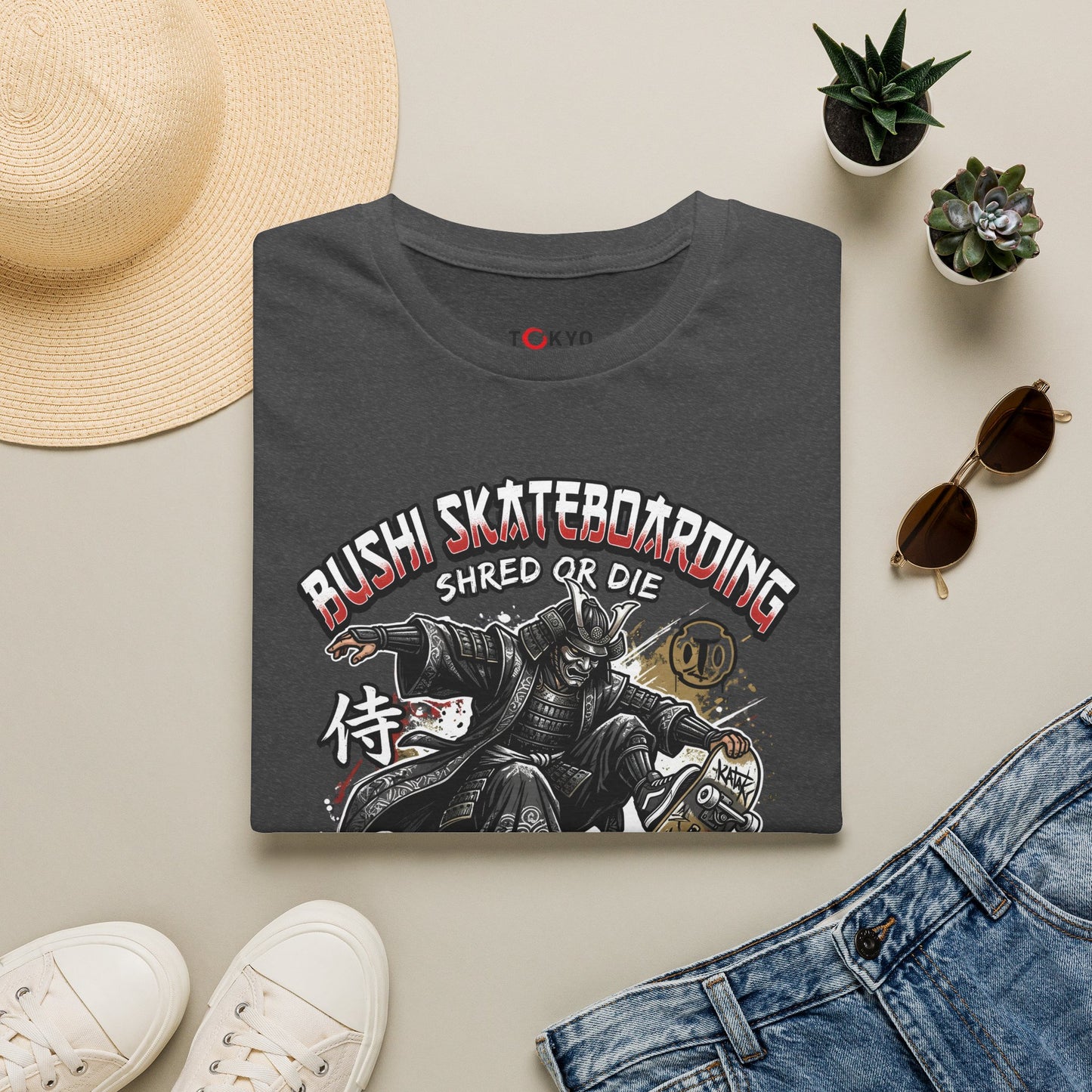 Samurai Skateboarding T-Shirt — "Bush" Shred or Die Graphic Tee