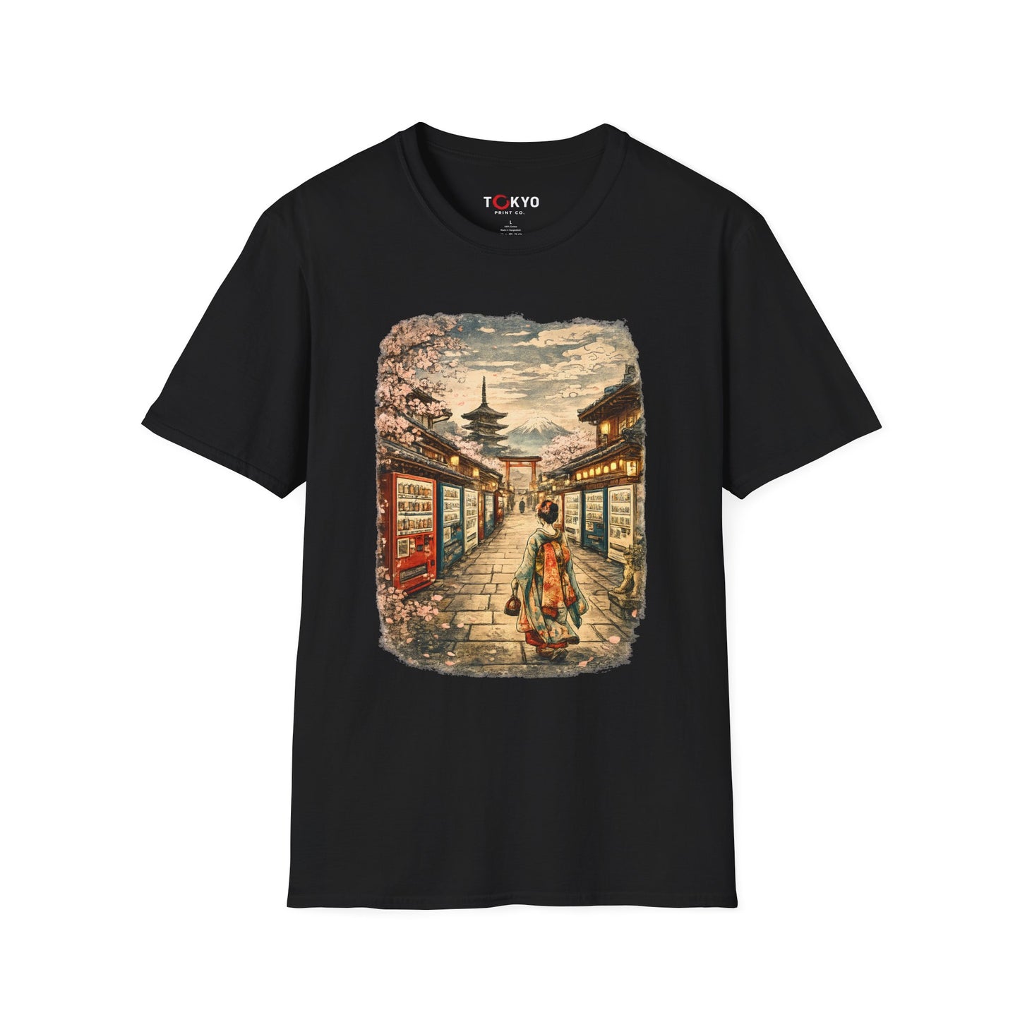 Japan Street Scene T-Shirt — Vintage Tokyo Pagoda Graphic Tee