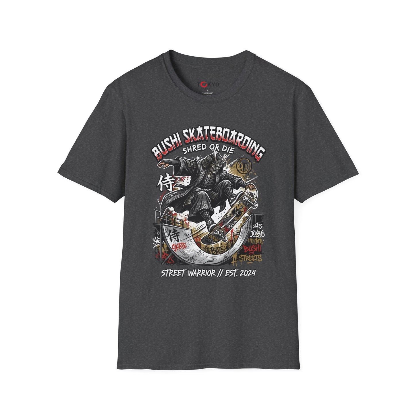 Samurai Skateboarding T-Shirt — "Bush" Shred or Die Graphic Tee
