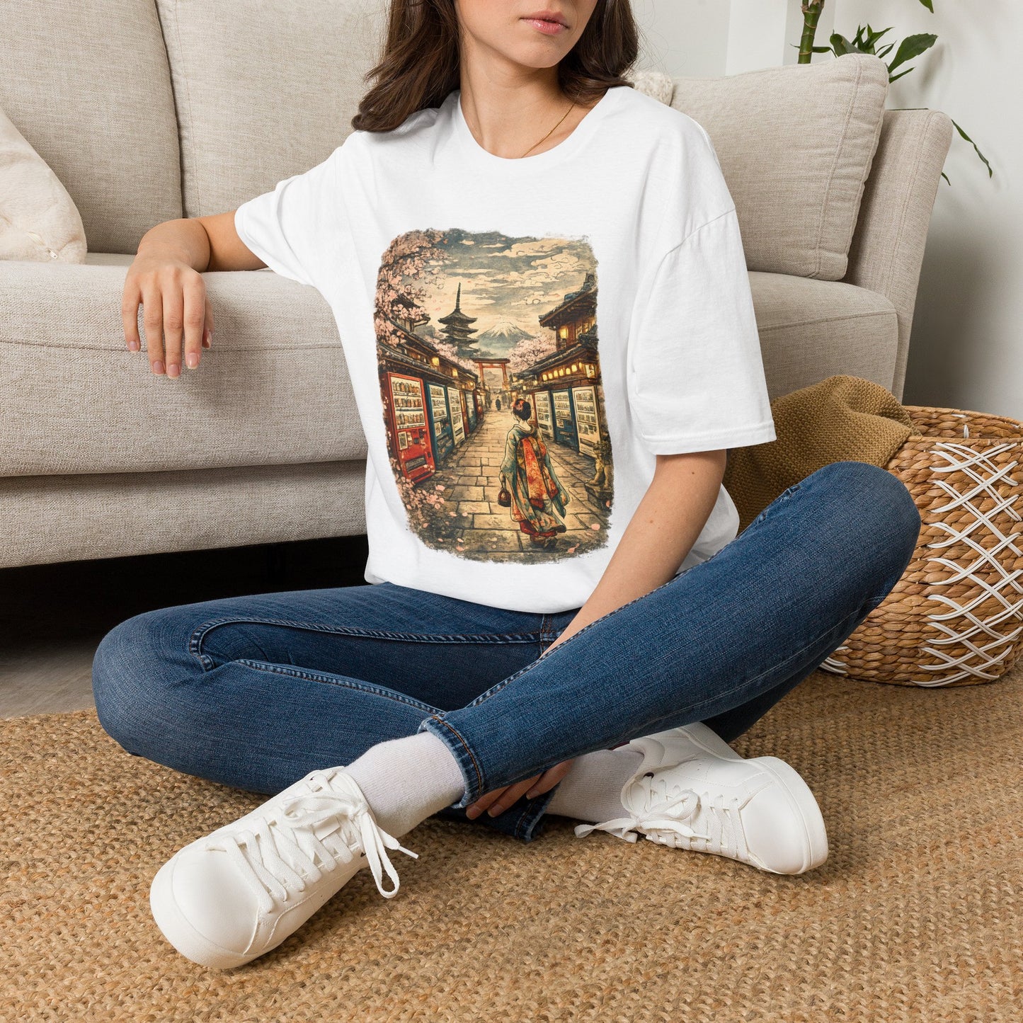 Japan Street Scene T-Shirt — Vintage Tokyo Pagoda Graphic Tee