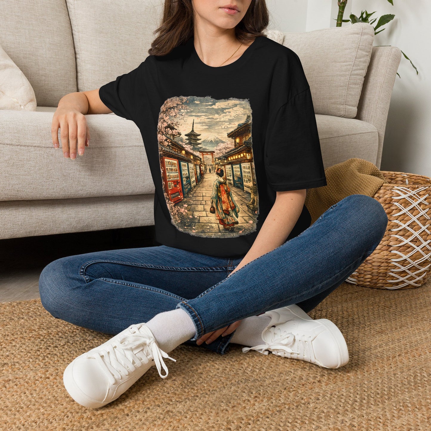 Japan Street Scene T-Shirt — Vintage Tokyo Pagoda Graphic Tee