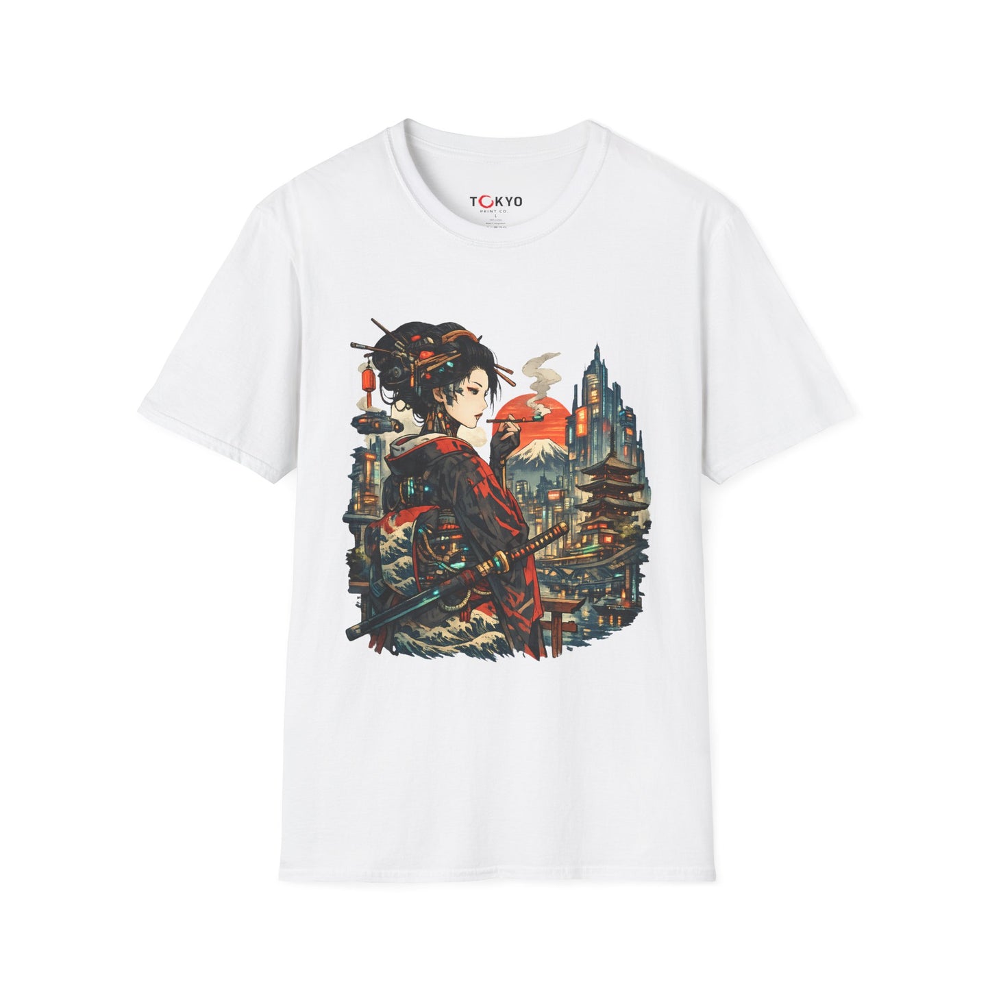 Geisha Cityscape T-Shirt — Japanese Neo-Traditional Art Tee